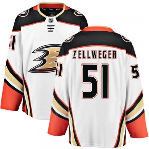 Adult Breakaway Anaheim Ducks Olen Zellweger White Away Official Fanatics Branded Jersey