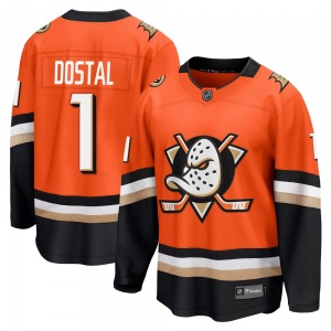 Adult Breakaway Anaheim Ducks Lukas Dostal Orange Home Official Fanatics Jersey