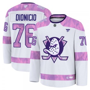 Youth Premium Anaheim Ducks Rodwin Dionicio White 2024 Hockey Fights Cancer Practice Official Fanatics Jersey