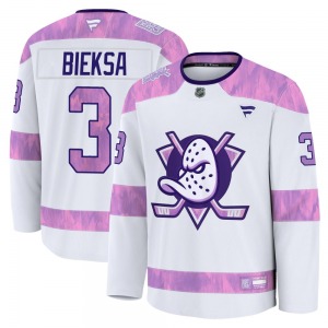 Adult Premium Anaheim Ducks Kevin Bieksa White 2024 Hockey Fights Cancer Practice Official Fanatics Jersey