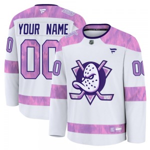 Adult Premium Anaheim Ducks Custom White Custom 2024 Hockey Fights Cancer Practice Official Fanatics Jersey