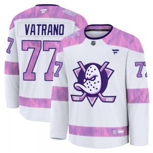 Adult Premium Anaheim Ducks Frank Vatrano White 2024 Hockey Fights Cancer Practice Official Fanatics Jersey