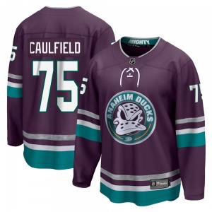 Youth Premier Anaheim Ducks Judd Caulfield Purple 30th Anniversary Breakaway Official Fanatics Branded Jersey