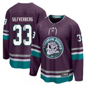 Youth Premier Anaheim Ducks Jakob Silfverberg Purple 30th Anniversary Breakaway Official Fanatics Branded Jersey