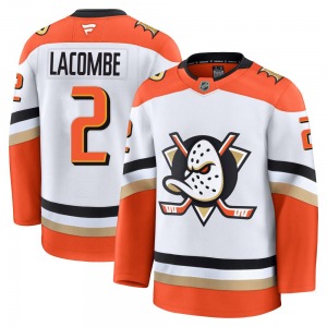 Adult Premium Anaheim Ducks Jackson LaCombe White Edition 2025 Away Official Fanatics Jersey