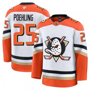 Adult Premium Anaheim Ducks Ryan Poehling White Edition 2025 Away Official Fanatics Jersey