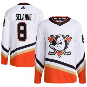 Adult Authentic Anaheim Ducks Teemu Selanne White Reverse Retro 2.0 Official Adidas Jersey
