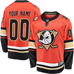 Youth Premier Anaheim Ducks Custom Orange Custom Breakaway 2019/20 Alternate Official Fanatics Branded Jersey