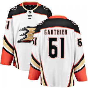 Youth Breakaway Anaheim Ducks Cutter Gauthier White Away Official Fanatics Branded Jersey