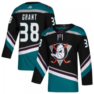 Adult Authentic Anaheim Ducks Derek Grant Black Teal Alternate Official Adidas Jersey